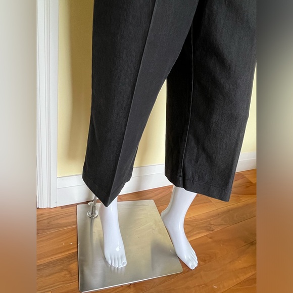 Dark gray cropped capri jeans stone washed look comfy loose straight leg US 16 - Picture 5 of 15